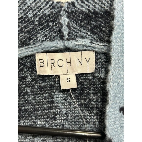 Birch NY NWT Open Front Cardigan Coat Pockets Blue Black Houndstooth Size S - Picture 5 of 9
